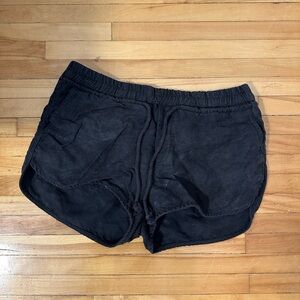 Black linen shorts